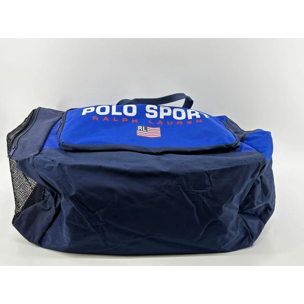 Polo Ralph Lauren Sport Duffel Bag Blue Black US Flag Logo Vintage Mens Travel